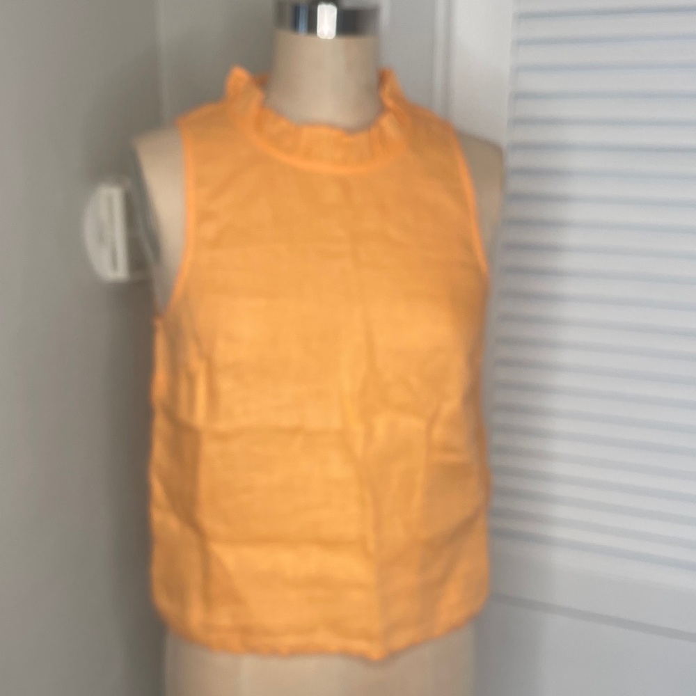 J. Crew Sleeveless Orange Ruffle Top Sz S NWT